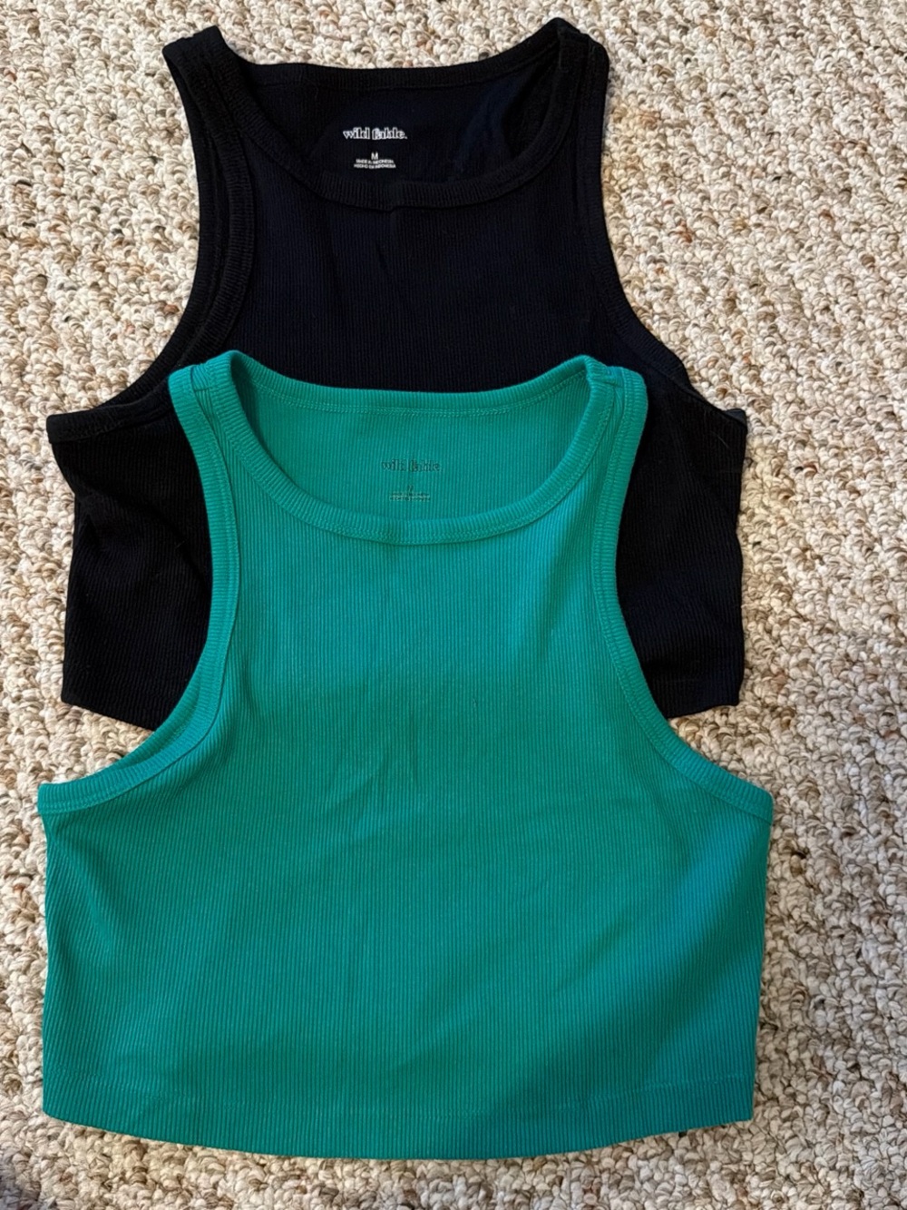 Wild Fable Womens Ribbed Tank Top - Black & Green